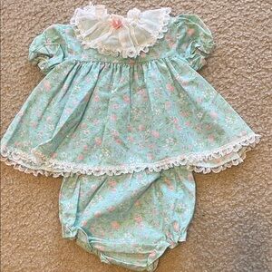 Vintage Floral Lace Baby Dress Set